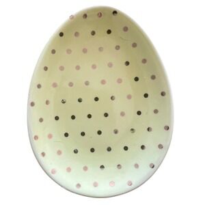 Set of 7 Egg‎ Shaped Trinket Dish Yellow NWOT Polka Dot Spring